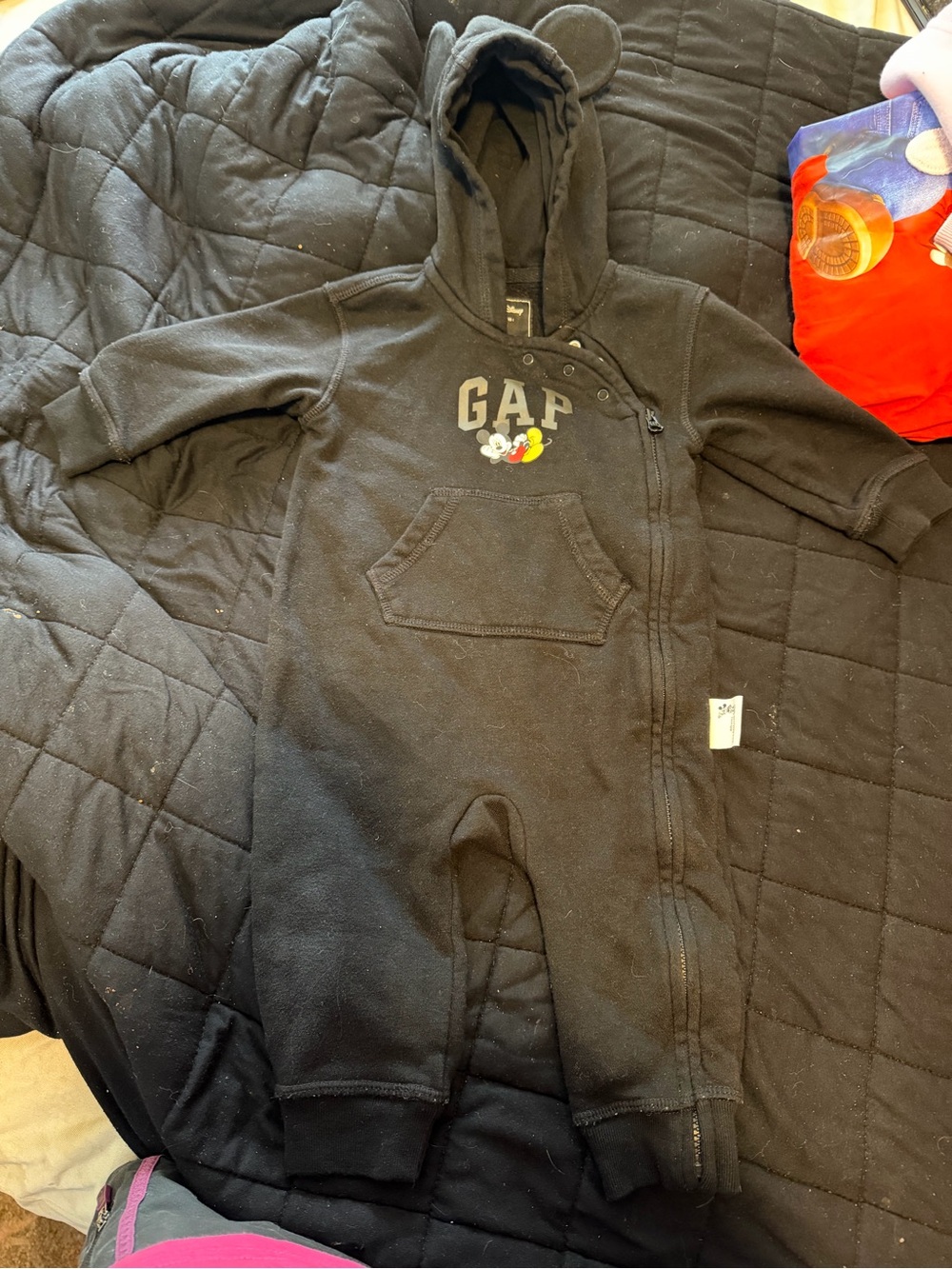 GAP Black Baby One-Piece Romper with Mickey Detail